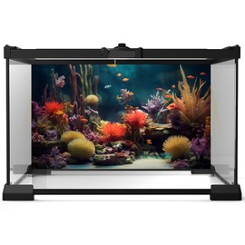 Aquarium Background Beautiful Colorful Coral Reef Aquatic Plants Terrarium Background Rock Tropical Fish Jungle Style Fish Tank Background Colorful Under Water View Aquarium Backdrop Vinyl 24x16in