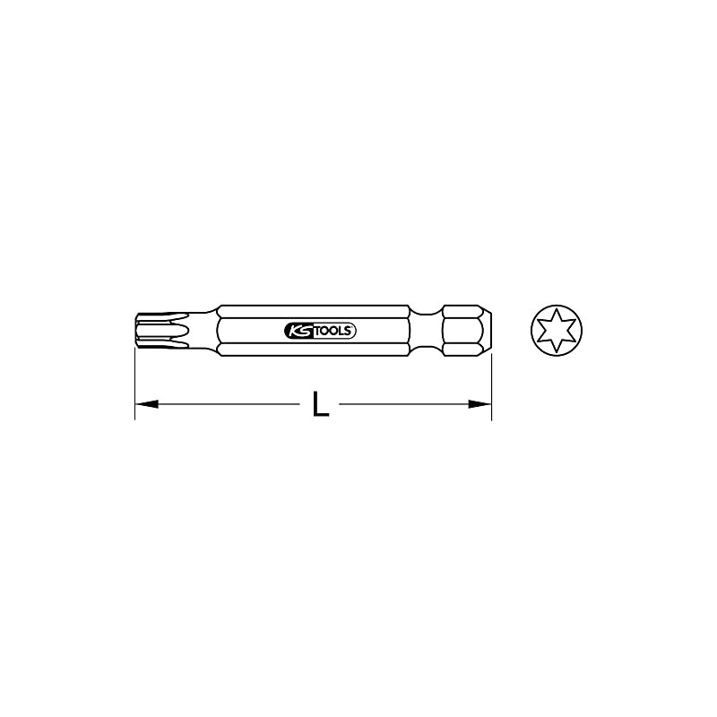 KS Tools 911.2726 1/4 Inch Classic Bit TX, 50 mm,