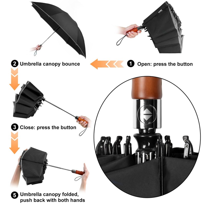 Lejorain Large Reverse Umbrella -50 Inch Windproof Folding Inverted Umbrella