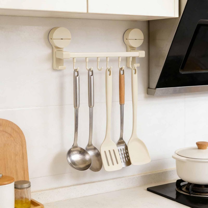 Apradas Kitchen Utensil Rack with Suction Cup, 6 Hooks Kitchen