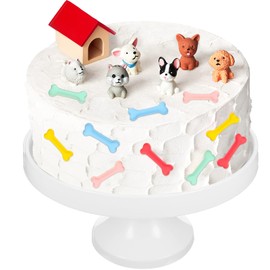 18 Pcs Dog Cake Topper Set, Puppy Figurines Dog Bone Kennel and Cake Insert for Happy Birthday Cakes, Dogs Theme Party Decoration, for Pet Party Supplies(Cute Style)