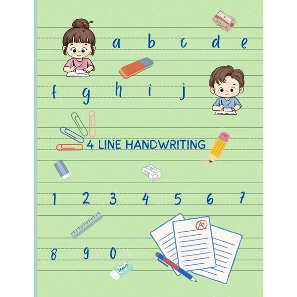 4 Line Handwriting: Four Line Hand Writing Notebook For Kids