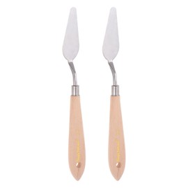 HARFINGTON 2pcs No.10 Painting Palette Knives Stainless Steel Pointy Spatula Pallet Knife with Beech Wood Handle for Oil Acrylic Paint Canvas Mixing Spreading