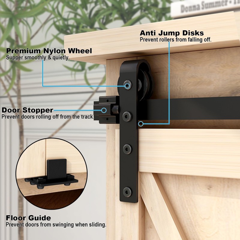 FLYVLIEG 4FT Mini Bypass Barn Door Hardware Kit for 2