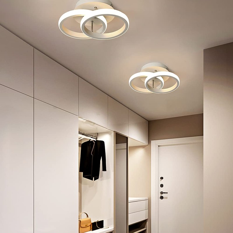 Ceiling Light 2 Circles LED Small Bedroom Lighting Ceiling White