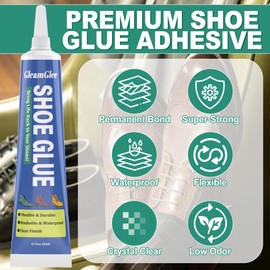 Shoe Glue, Professional Grade Flexible Shoe Repair Adhesive - Extra Strong, Clear, Waterproof - Repairs Soles, Heels, Patches Small Holes, Works on Leather, Rubber, Vinyl, Canvas - 20ml x 2 PCS