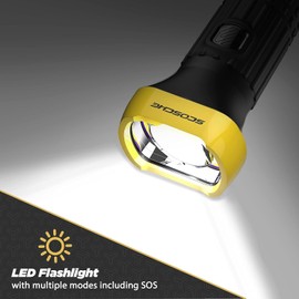 Scosche PBJF600 PowerUp 600 Torch Portable 300 Lumen Flashlight and Car Jump Starter with 600 AMP Portable Battery with USB Port for use with 8-Cylinder or Diesel Vehicles