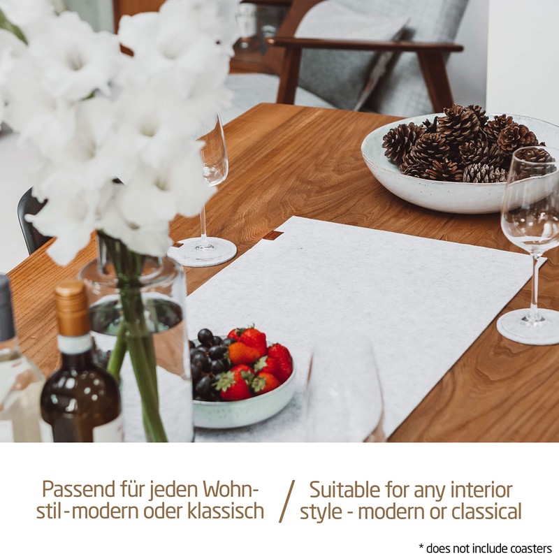 Miqio Design Felt Table Runner, Sustainable Oekotex Felt Fabric, 100