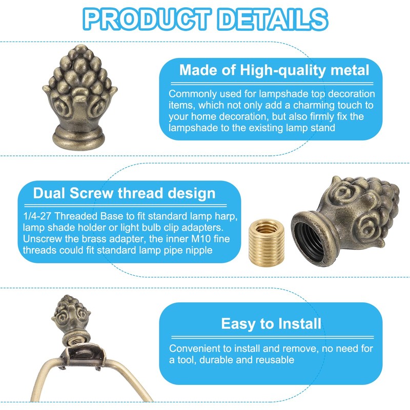 PATIKIL 30 x 20mm Lamp Finials Caps Knob, 4 Set