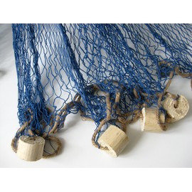 Fischernetze Decorative Cotton Blue 250 x 250 cm with Wooden Floats