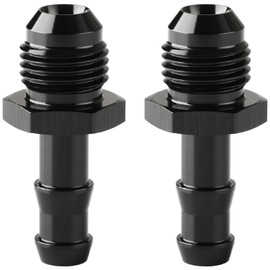 Podavelle 6AN Male Flare to 1/4 Hose Barb Straight Fitting Adapter Aluminum Black 2PCS