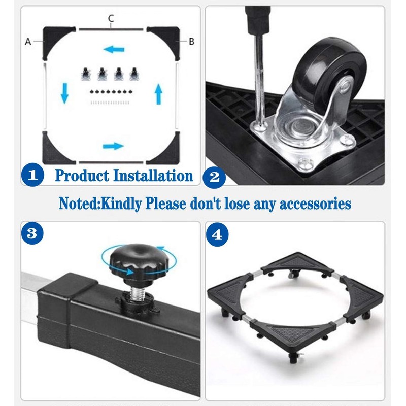 Movable Base Size Adjustable Washing Machine Base for Dryer Refrigerator