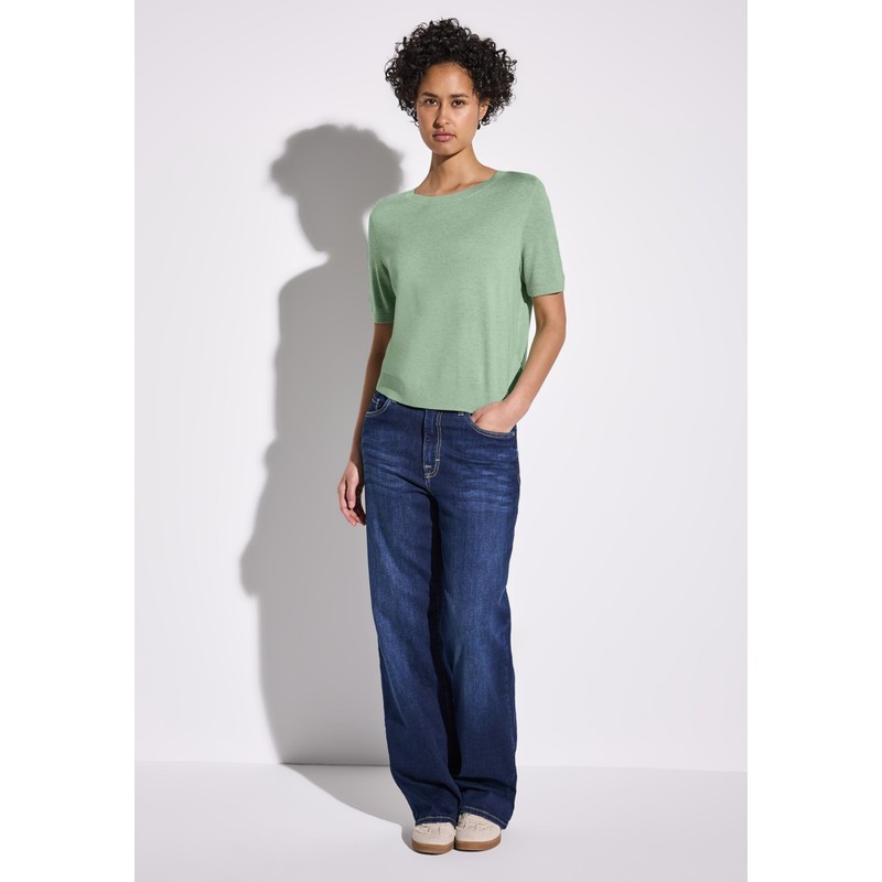 Street One Women's Short Sleeve Jumper, Milky Green Mel., 42