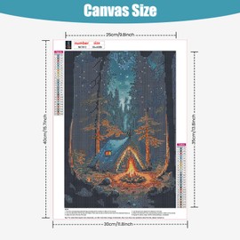 TOSTOG Diamond Painting Kits for Adults,Tent and Fire Full Drill Diamond Art Embroidery Pictures,5D DIY Diamond Art Kit for Home Wall Decor 30x40cm/12x16inch