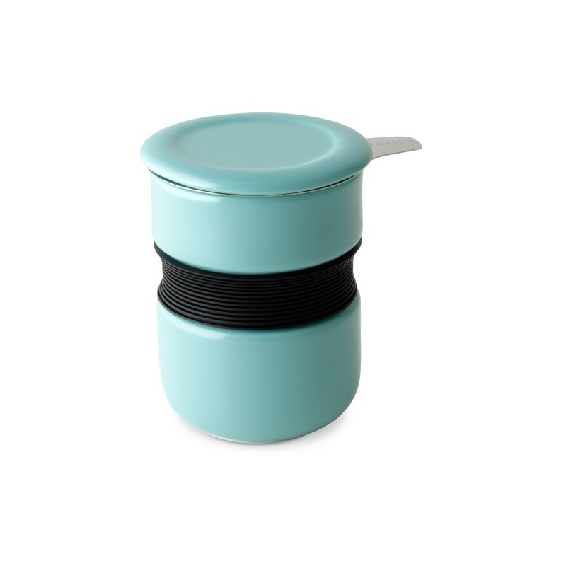 FORLIFE Curve Asian Style Porcelain Tea Cup with Infuser and