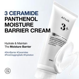 ANUA 3 Ceramide Panthenol Moisture Barrier Cream, Hydrating Face Moisturizer for Normal Skin, Panthenol, Ceramide, Centella for Skin Barrier Non Comedogenic, Korean Skincare (100ml/ 3.38 fl. oz.)