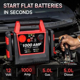 Tyrell Chenergy 4 in 1 Car Battery Jump Starter with Air Compressor Portable Tire Inflator,1000 Peak Battery Booster Emergency Jump Box,12V Power Station with USB Port and DC Outlet