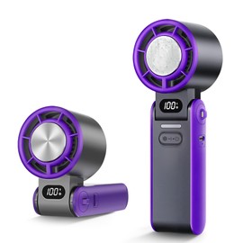Lilampts Portable Handheld Turbo Fan with Cooling Plate, 1–100 Stepless Speeds Rechargeable Personal Mini Fan, Perfect Summer Gift for Office Camping Travel Outdoor (Grey purple)