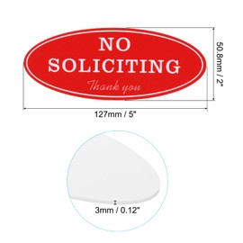 PATIKIL No Soliciting Sign, Green, 5x2 Inch Self-Adhesive No Soliciting Thank You Sign Warning Sign for Business Home Door Wall Window Office, Red