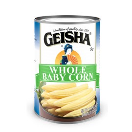 GEISHA Whole Baby Corn 14.11 oz (Pack of 12), Young Corn| Zero Trans Fat – Zero Saturated Fat – Good Source of Fiber – No Sugar Added – Gluten Free