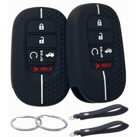 REPROTECTING Rubber Silicone Key Fob Cover Compatible with 2022-2025 Honda Accord CR-V Civic HR-V Pilot Sport SI EX-L Touring (5 Buttons) (Black/Black)