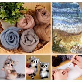 Homewit Wool for Felting Wool 10 Colours 10 g Each Felting Wool Dry Felting and Felting Wool Wet Felting Fairy Tale Wool Sheep Wool Set for Starter DIY Wool Crafts