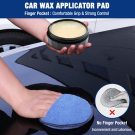 WORKPRO 12-Pack Car Wax Applicator Pads with Finger Pocket, Microfiber Soft Foam Polishing Pads for Car Detailing & Cleaning, Lint-Free, High Resilience
