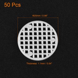 MECCANIXITY Flower Pot Hole Mesh Pad 1 Inch Bonsai Plant Bottom Round Plastic Soil Grid Screen Mat, White Pack of 50