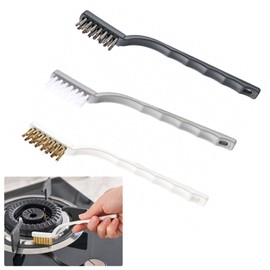 ORIJOYNA Set of 3 Kitchen Cleaning Scrubbers - Wire Brush (Stainless Steel + Brass + Nylon) for Range Hood Grease, Grime and Rust