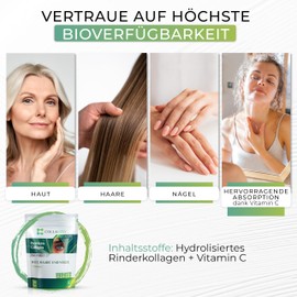 CollaVita Bioaktives Collagen Pulver Hochdosiert mit Vitamin C | 30 Tage Vorrat | Kollagen Pulver | Collagen Peptide mit optimaler Löslichkeit & ohne Zusatzstoffe | Hypoallergen | Pure Vital +C