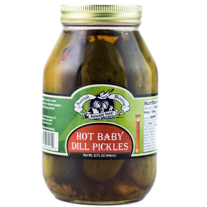 Amish Wedding Foods Whole Baby Dill Pickles, TWO 32 oz.