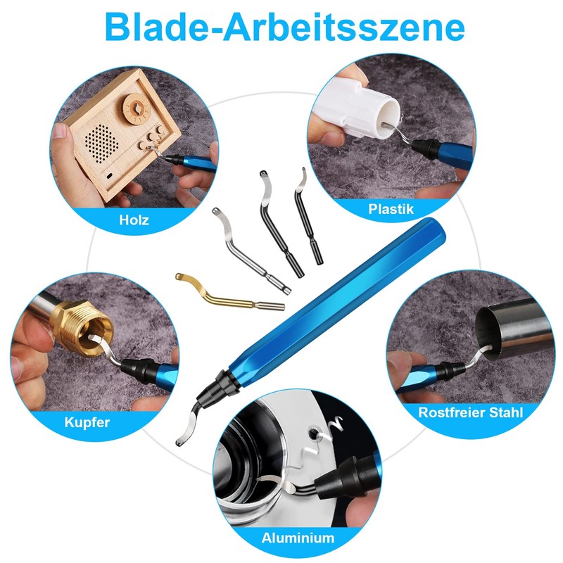 Heeieuk Metal Handle Hand Deburring Tools Burr Cutting with 21