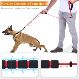 VIVAGLORY Chew Proof Dog Leash, Soft Foam Reflective Padded Handle Dog Chain Leashes, Waterproof Non Chewable Dogs Metal Leash, Stainless Steel Wire Rope Lead for Small Medium Large Dogs, 5FT, Red