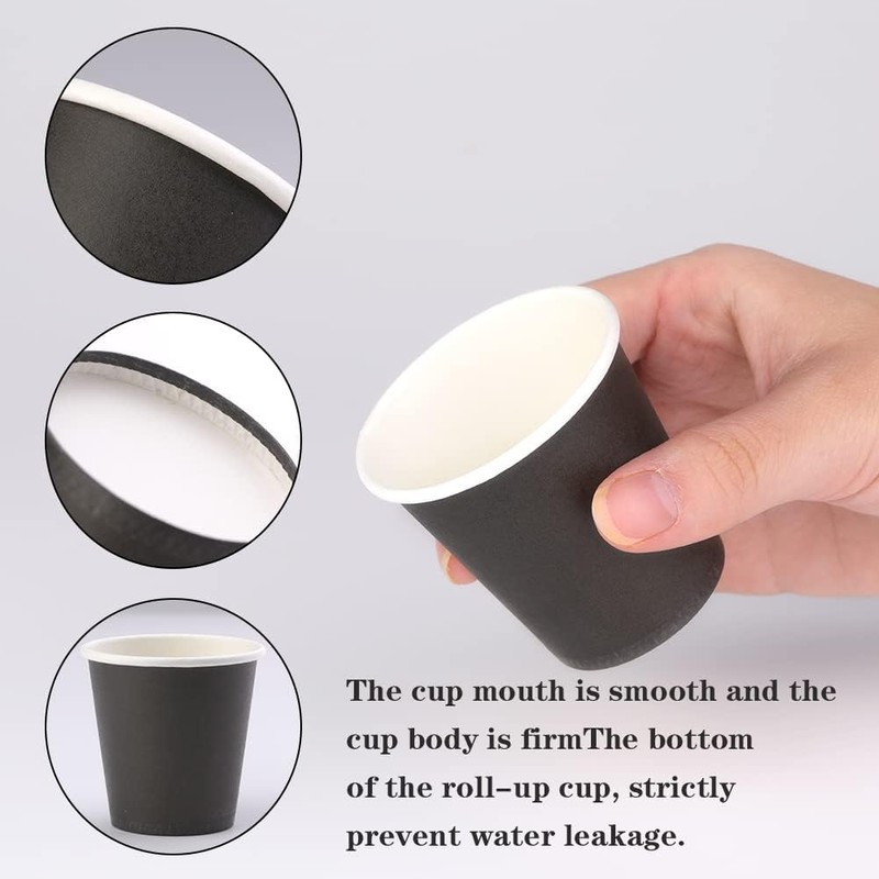 Huaiid 200 Count 3 oz Small Paper Cups, Black Disposable