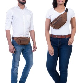 STILORD 'Portland' Belt Bag Leather Vintage Bum Bag Waist Bag or Chest Bag for Camera Jogging Travel Festival Sport Genuine Leather, Sepia - Brown