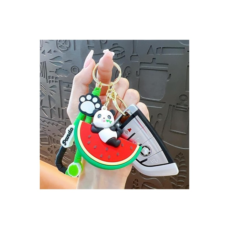 xutao Cute Panda Watermelon Keychain Cartoon Animal Fruit Keychain Panda