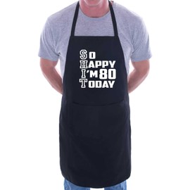 Print4U Apron Funny 80th Birthday Gift For Men & Ladies Turning 80 Present Black