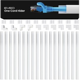EVEO EVEO Cable Hider, 300” Cord Hider, One-Cord Covers for Wires on Wall, Cable Raceway Cord Hider Wall, Cable Cover, Cable Concealer, Wire Covers for Cords - 18x (L17” W0.59 H0.4) - White