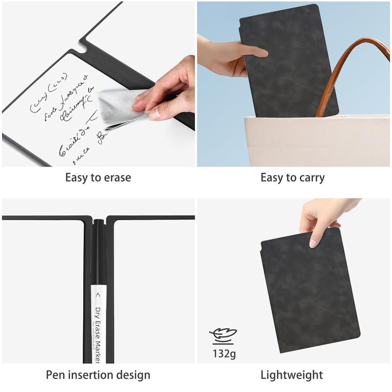 Marte Vanci Whiteboard Notebook Reusable Dry Erase Whiteboard with Pen