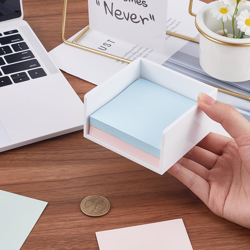 CRASPIRE White Sticky Note Holder 3x3 Inch Plastic Notepad Holder