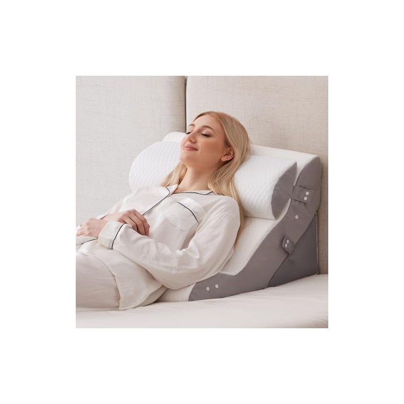 Ruqmuis 3PCS Wedge Pillow Set for After Surgery, Adjustable Back