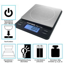 Dipse Digital Laborwaage TP - 500 x 0,01–with precise digital Digital Scales 0,01 g resolution of up to 500 g