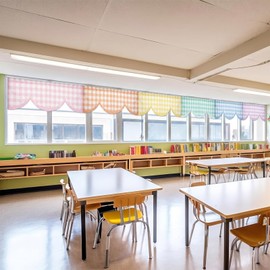 Hahafelt 6 Pcs Pastel Classroom Valance Curtain 54" W x 18" L Colorful Rod Pocket Valance Short Window Treatment for Classroom Office Kindergarten Living Room Bedroom Bathroom (Gingham)