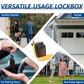 Piclafe Car Window Punch Button Lock Box, Yellow Portable Car Key Lock Box with Key Labeling Tag, Sturdy Waterproof Large Capacity Lock Box for Turo, Ride Share, GetAround