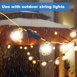 Yaoledly 100FT Construction String Lights with Outdoor Extension Cord Safety Cover, 100W 11 Bulbs Work Lights, IP65 Waterproof, 8000LM 6500K Temporary Lighting for Workshop, Mine cave, Job Site