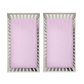 Dudu N Girlie Mini Cot Fitted Sheet 50 x 100 | Space Saver Cot Sheets 100 x 50cm | Hypoallergenic Travel Cot Sheet Breathable Easy Care | Junior Bed sheets (Pack of 2, Pink)