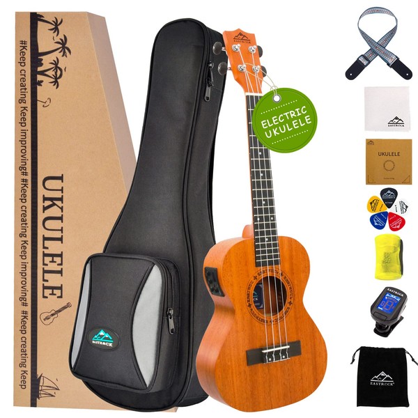 EASTROCK Tenor Ukulele Mahogany Beginner Electric Built-in Digital Tuner Ukelele