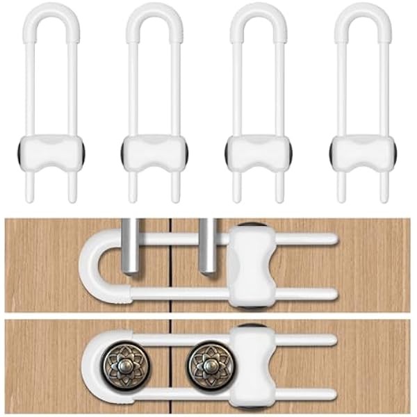 Cabinet Locks for Babies,4 Pack U-Shaped Child Proof Cabinet Locks,Baby