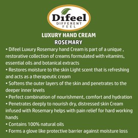 Difeel Rosemary Natural Hand Cream 1.4 oz (40 g) Rosemary 06ROS New York