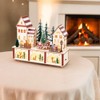 Lumineo LED Wood Village with Santa Scene, 8.66" Tall, Warm